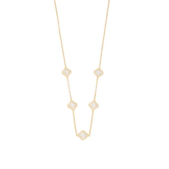 MIA FIORE Gold/milky Made In Italy 18kt Gold Plated Multi Clover Necklace